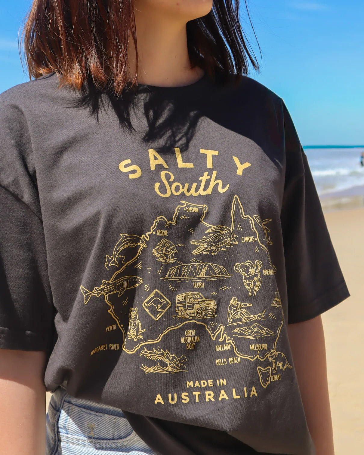 Salty South Australia Map Stubby Cooler Australian Made