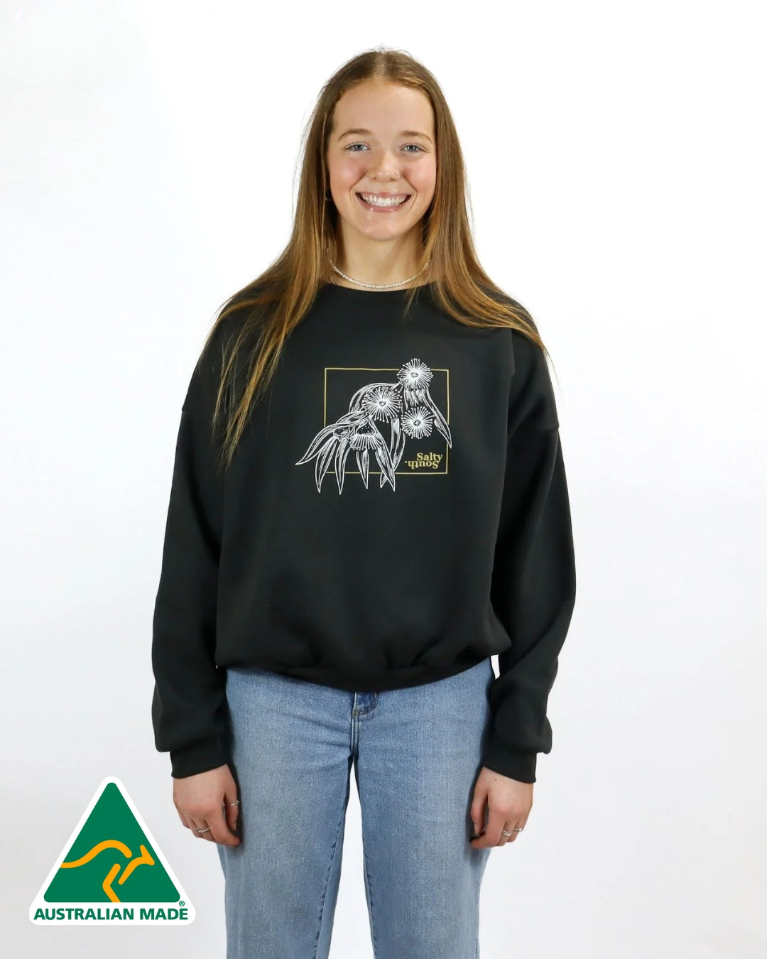 Salty South Womens Blue Gum Crew Neck Australian Made