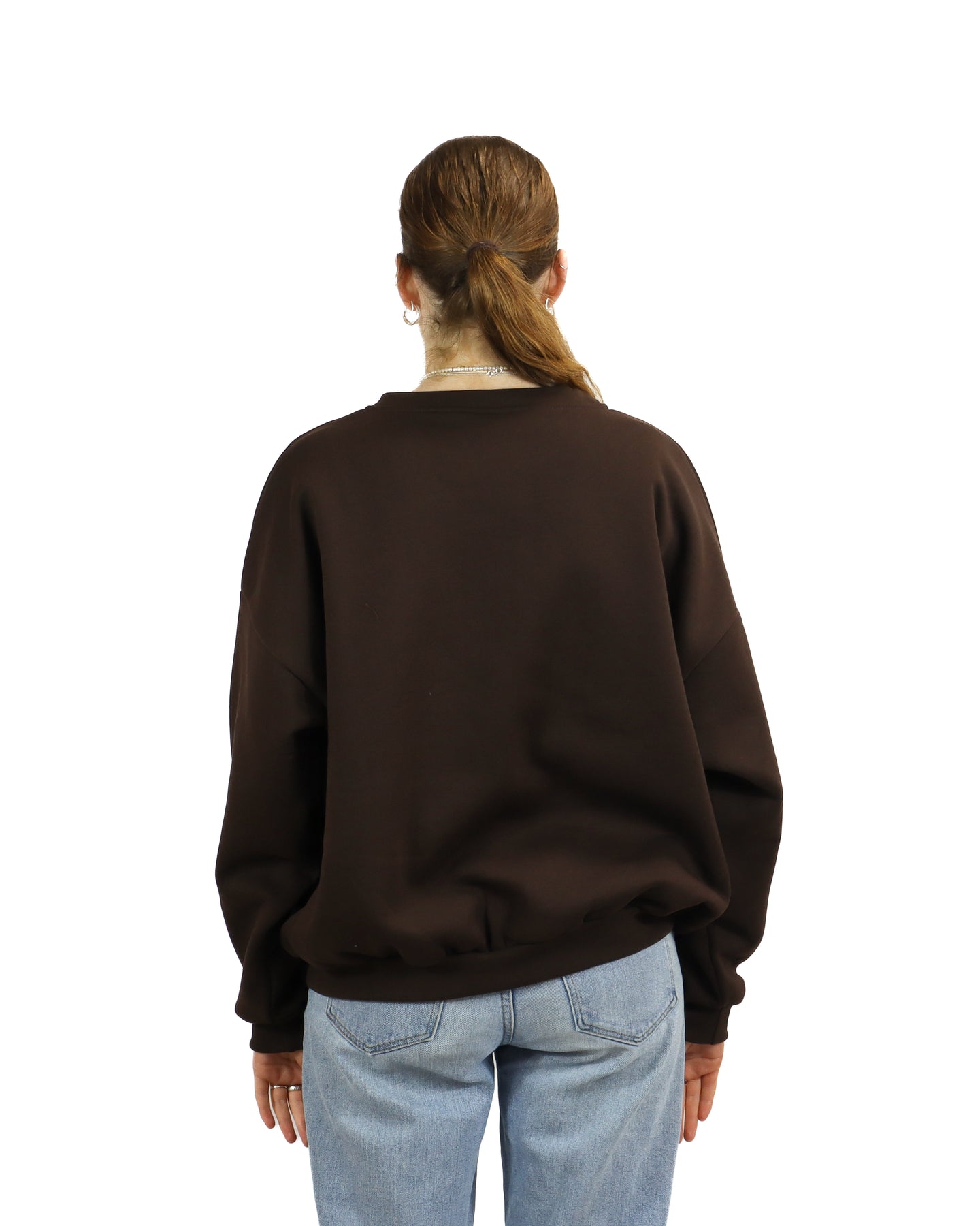 Salty South Womens Flip Logo Crew Neck Australian Made Chocolate Brown